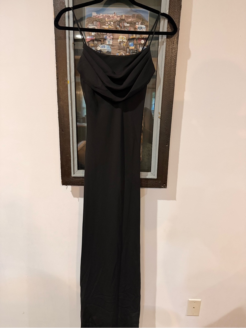 Elegant Black Cowl-Neck Slip Dress - Women's Evening Dress